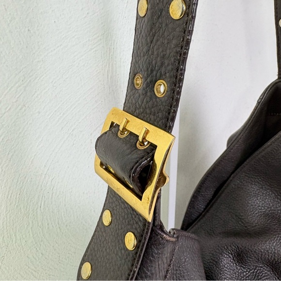 Banana Republic Factory Vintage Y2K Pebbled Leather Studded Strap Slouchy Bag - Picture 3 of 16